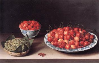路易斯 莫利隆 Still-Life with Cherries, Strawberries and Gooseberries